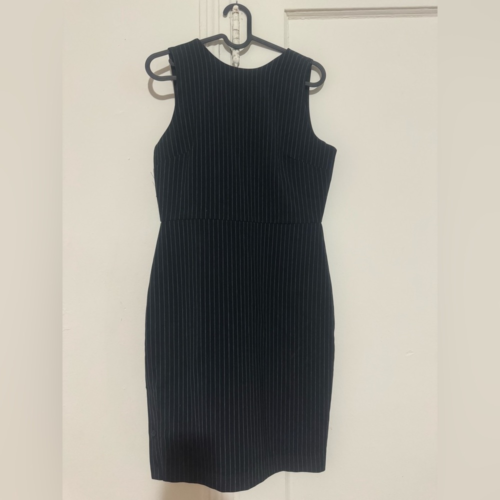 Banana Republic Navy Pinstripe Midi Sheath Dress